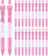 Yeaqee 100 Pcs Pink Breast Cancer Awareness Pen | 0.7 mm Black Ink Cancer Awareness Ribbon Pen with Rubber Grip