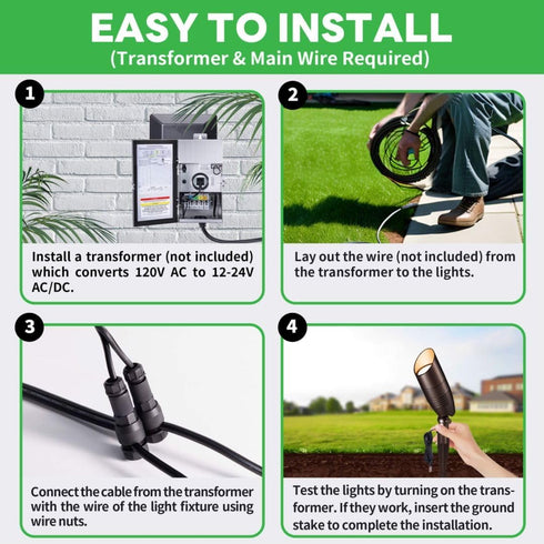 3CCT 3000K/4000K/5000K 12V IP65 Low Voltage Spotlight, Adjustable, Outdoor LED Landscape Lighting, Waterproof ORB
