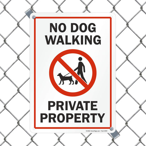 SmartSign "No Dog Walking - Private Property" Sign | 10" x 14" Plastic