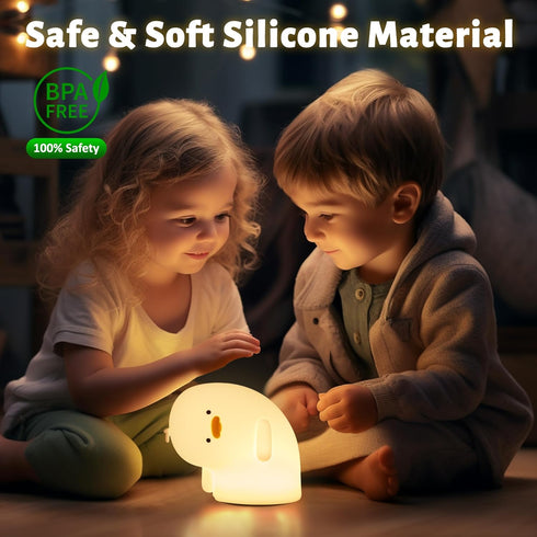 Attivolife Duck Night Light, Silicone Why Duck Lamp, Dimmable Rechargeable Nursery Bedside Lamp, Creative Gift Idea