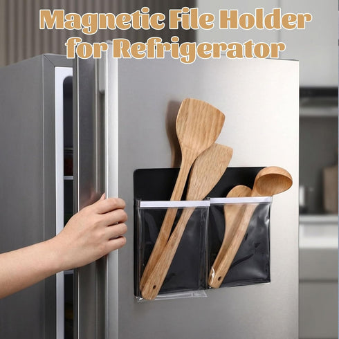 Jaloro 8 Pack 12 9.5 Inch 2 Magnetic File Holder for Refrigerator x Hanging Paper Organizer Black Board Organizer