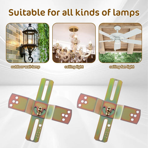 2 Pack 4" Set Light Fixture Mounting Bracket Kit Adjustable Lights Mount Brackets for J-Box, Lamp Crossbar Plates
