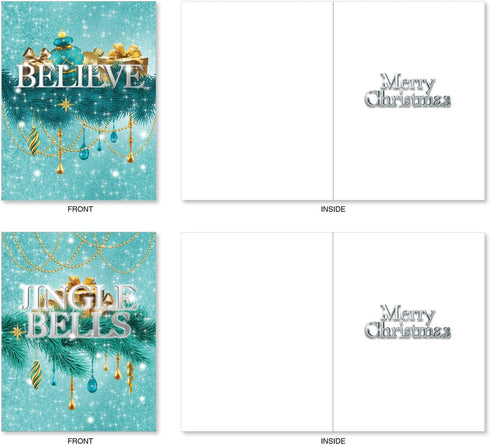 The Best Card Company - 20 Merry Christmas Greeting Cards (10 Designs, 2 Each) - Festive Holiday Assortment