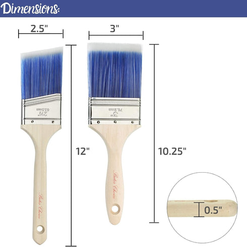 Bates Paint Brushes Set, 2 Pack, Premium Professional Paintbrushes with Treated Wood Handle for House & Trim