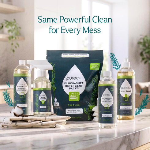 16 oz) Puracy Wood Floor Cleaner Concentrate - pH Neutral Plant-Powered Hardwood All Purpose Cleaner - Residue-Free