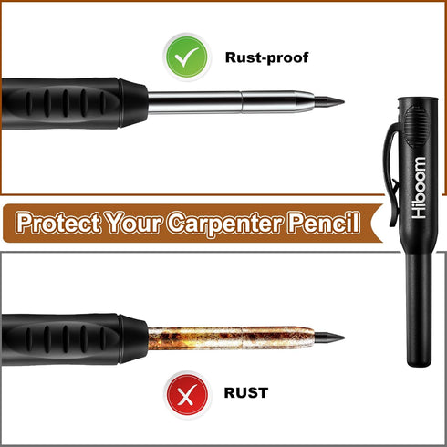 Hiboom 4 Pack Carpenter Pencils Set with 24 Refills, 2.8 mm Mechanical Pencil for Woodworking Marking Tool