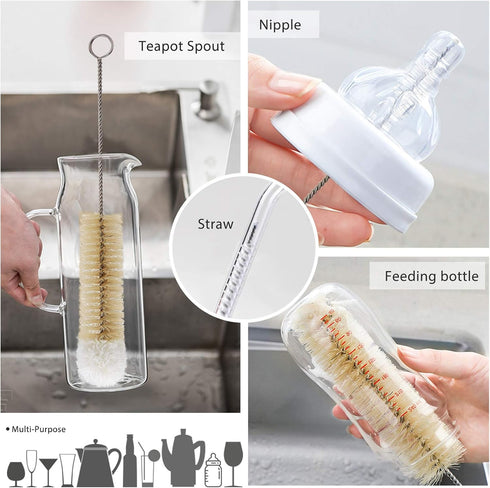 9 Set Set MASTERTOP Pieces Bottle Brush - Long Water Bottle and Straw Brush Cleaning BPA Free Bottle Cleaner Brush
