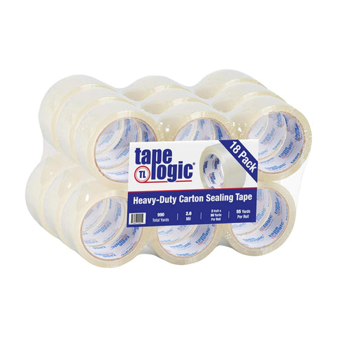 Tape Logic 2" x 55 yds Acrylic Packing Tape, 18-Pack Heavy Duty Rolls for Sealing Boxes