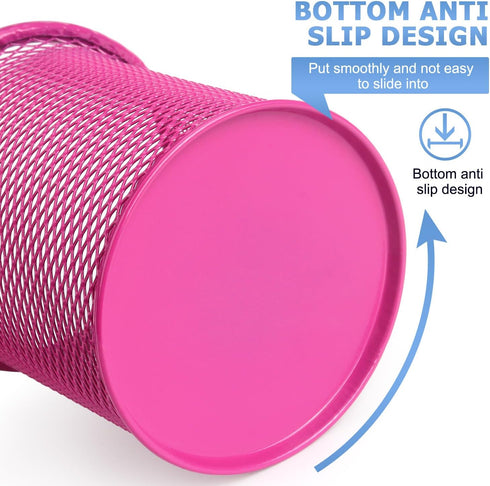 Tamaki Pen Holder Cup for Desk, Wire Mesh Pencil Cup Holder for Office Pen Organizer (Pink)