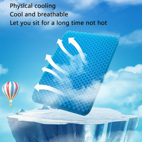 Gel Seat Cushion for Long Sitting, Extra Large Cool Cushion for Office Chair, Car Seat, Sciatica Pain Relief