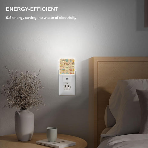Jahiona White,0.5W LED Night Light Lamp with Smart Sensor Dusk to Dawn Sensor,Tea Cup Teapot Coffee Night Light