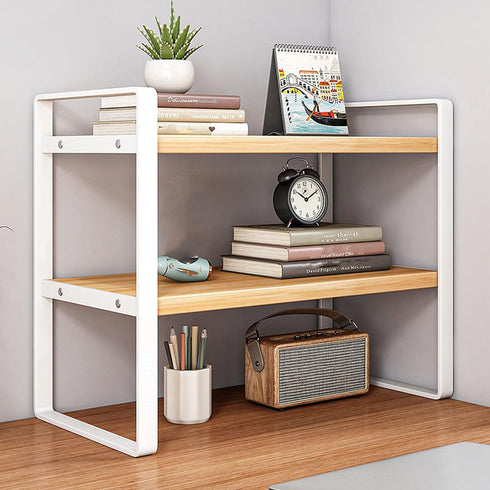 SIDIANBAN Desktop Organizer Shelf Office Storage Rack Computer Desk Bookshelf Adjustable Display Shelf for Office