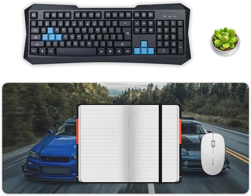 Large Mouse Pad Gaming, Japanese Car JDM R34 Art Desk Mat, Extended Keyboard Computer Pad, 40x90cm