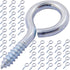 50PCS Silver Color Zinc Plated Metal Cup Hooks - Eye Shape Screw Hooks with Self-tapping Screws, 1.18 Inches