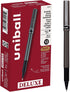 Uni-ball 60025 Deluxe Stick Roller Ball Pen, Micro 0.5mm, Black Ink, Metallic Gray Barrel, Dozen