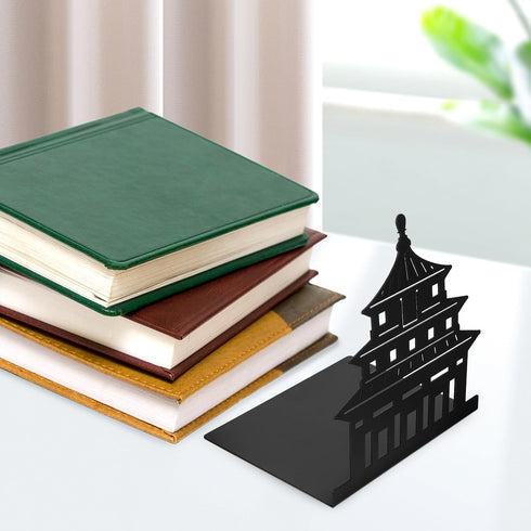 KALLORY Metal Bookend for Desk Reusable Crafted Book Holder, File and Reading Book Stand, Non-Skid Desktop Organizer