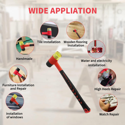 Small Rubber Mallet, Double-Face Hammer, Rubber Hammer for Vinyl Flooring, Tile, Crafts, and Jewelry Making