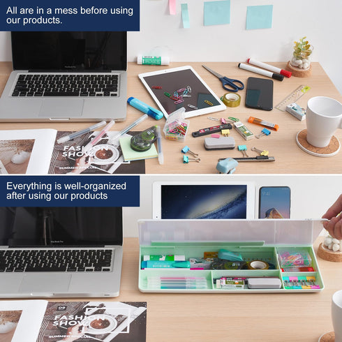 TSJ OFFICE Desktop Whiteboard Dry-Erase Board, Computer Keyboard Stand with Drawer, Desk Organizer for Office