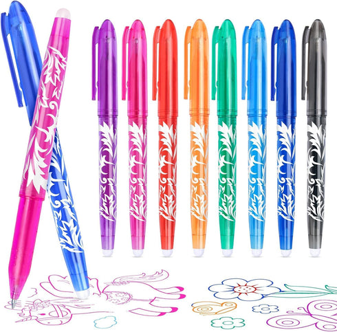 Erasable Pens, 0.5mm Erasable Gel Pens with Rubbers, Heat Friction Pens for Kids Adult School Office Supplies