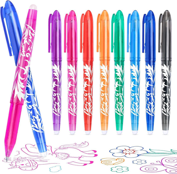 Erasable Pens, 0.5mm Erasable Gel Pens with Rubbers, Heat Friction Pens for Kids Adult School Office Supplies