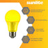 Sunlite 80144 LED A19 Colored Light Bulb, 3 Watts (25W Equivalent), E26 Base, Non-Dimmable, Yellow, 1 Count