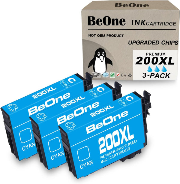 BeOne Remanufactured Ink Cartridges Replacement for Epson 200XL T200XL for XP-200 XP-300 XP-310 (3 Cyan)