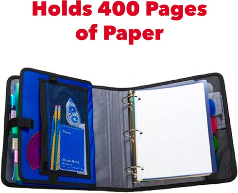 Case-it The Open Tab Velcro Opening Binder, 2 Inch O-Rings, 5 Color Tab Expanding File Folder, 400 Sheet Capacity, Blue