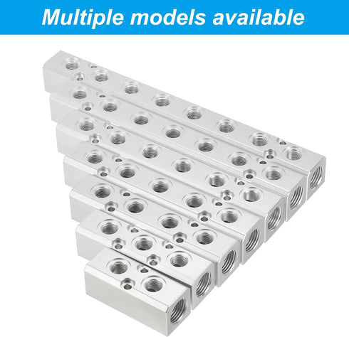 PATIKIL 3 Way 5 Port Air Manifold G1/2" G1/4" Aluminum Air Hose Inline Block Splitter