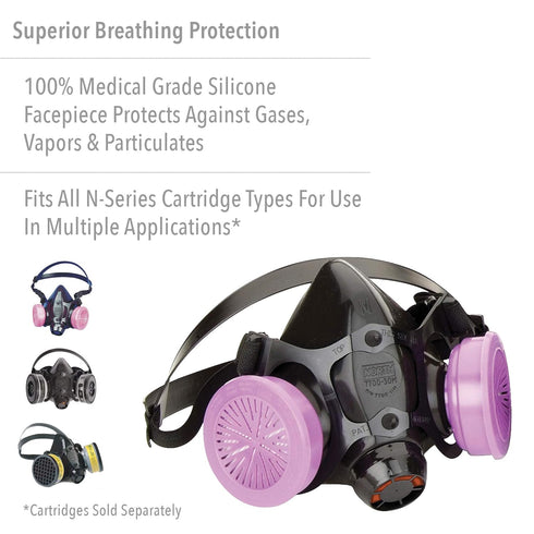NORTH 7700 (770030S) Honeywell Series Niosh-Approved Half Mask Silicone Respirator, Small