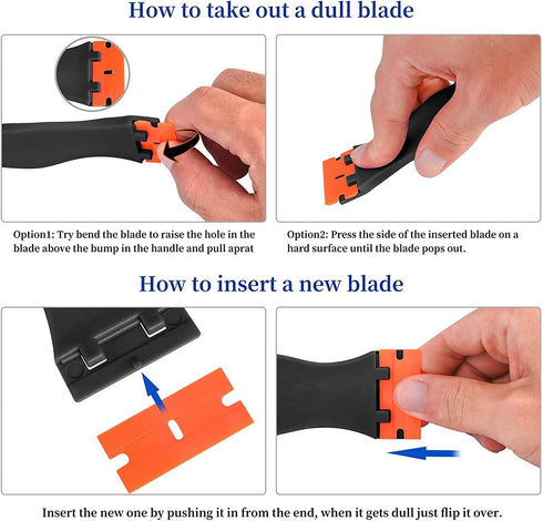 Plastic Razor Blade Scraper Tool with 20 PCS Blades for Removing Labels and Stickers