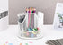 Rotating Metal Desk Organizer - Mesh Pen Holder for Office, School & Home, Cute Art Supplies (White)