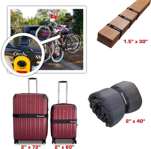 Premium Cinch Straps with Stainless Steel Metal Ring, Reusable Durable Hook and Loop, 6 Pack - 3" x 12"