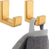 APLusee L Shape Bath Towel Hook 2 Pack - 304 Stainless Steel Coat Holder for Bathroom Kitchen, Brushed Gold