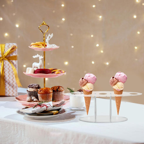 5-hole 3cm BESPORTBLE Ice Cream Cone Display Stand Acrylic Egg Cone Holder Diameter Ice Cream Rack for Kitchen Dining