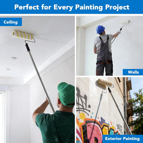 36PCS 4-Section 9''& 4''Roller SOUTHGATE Paint Roller Kit with Pole, Trays, Heavy-Duty Frames, Microfiber Paint