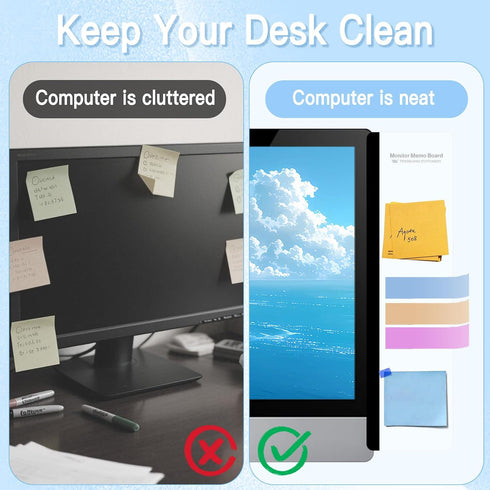 iDTogAoE 2PCS Monitor Memo Board, Acrylic Sticky Note for Computer Screens,Transparent Side-Mount Memo Panel