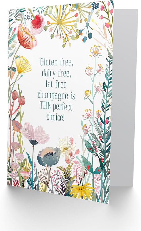 Artery8 Greeting Card Happy Flowers Gluten Dairy Fat Free Champagne For Her Woman Wife Mum Daughter Sister Birthday