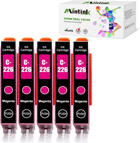 CLI226 Magenta Ink Cartridges Replacement for Canon CLI-226 (5 Pack) for use with PIXMA MG6120 MG6220 MG5320 MX882