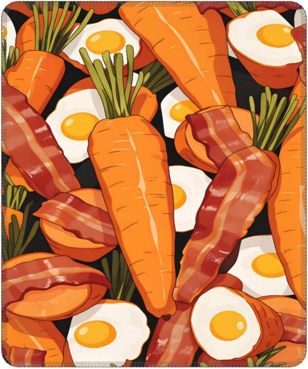 Generic Carrot Egg& Bacon Medley Non-Slip Mouse Pad, Polyester Desk Mat for Gaming