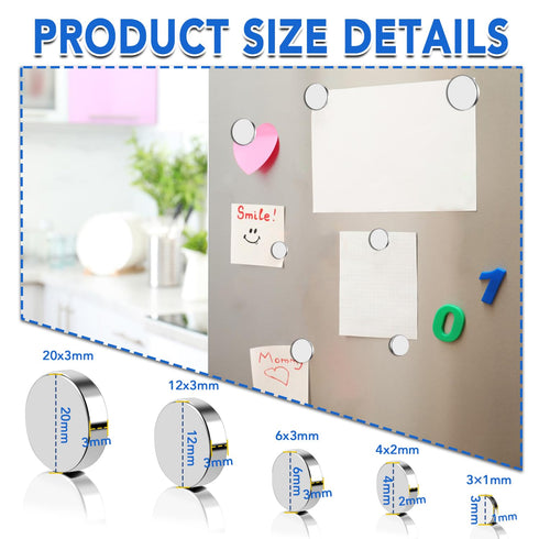 TRYMAG Rare Earth Magnets 330Pcs, Small Strong Magnets, 5 Different Size Small Magnets for Whiteboard, Refrigerator, Mini Magnets Round Magnets Neodymium disc Magnets for DIY, Crafts, Fridge Magnets
