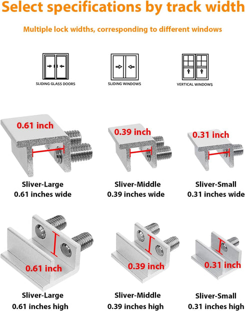 Locks,10 Sets Window Sliding Window Locks with Key, Window Locks for Up and Down Windows,Easy to Install Vertical