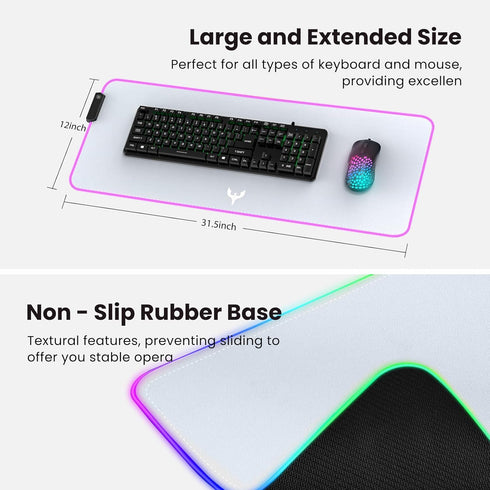 BladeHawks Extra Large RGB Gaming Mouse Pad, Extended Soft LED Mousepad, Anti-Slip Rubber Base (31.5 x 12 Inch)