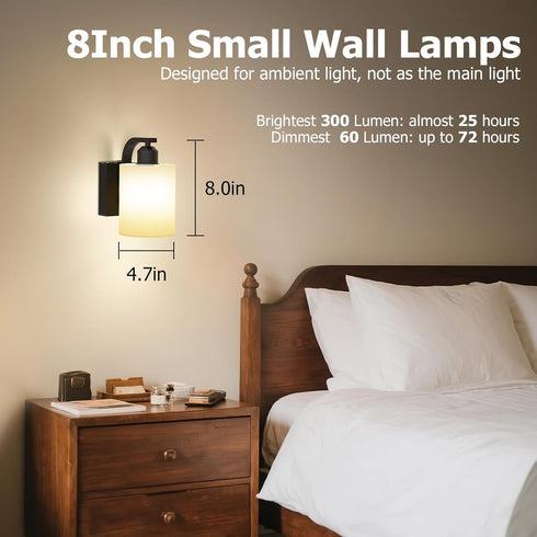 Set 2, 6000mAh iThird Wall Sconce Battery Operated of Rechargeable Wall Lights with Touch Control and Remote Control