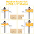yqlbgprj Set 6 1/4-Inch 4Pcs (1/8"3/8" 1/2" 1/2" 1/4" Rabbeting Router Bit with Bearings, Shank, Bits to Height)