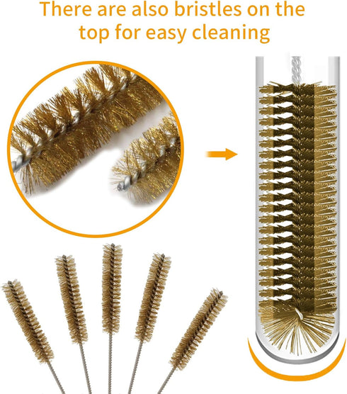 7pcs Brass Wire Tube Brushes, 11 Inch Long Wire Brushes for Cleaning Tubes, Bottles, Keyboards