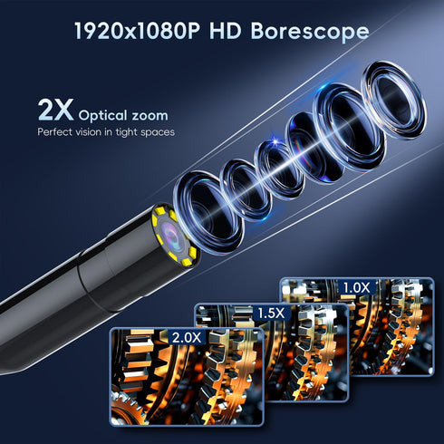 SKYBASIC 4.3'' 8 32.8FT Industrial Endoscope Borescope Camera with Light, HD Digital Handheld Waterproof Sewer Tools