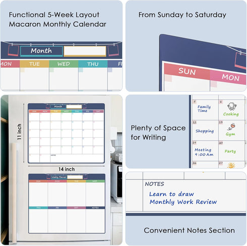 MaxGear 11"x14" Magnetic Dry Erase Calendar for Refrigerator, Monthly & Weekly Planner, Chore Calendar for Adults