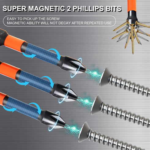 10-Pack Phillips Bits #2 Impact Magnetic, 2-Inch Long PH2 Bits, Premium S2 Alloy Steel Drill Bits