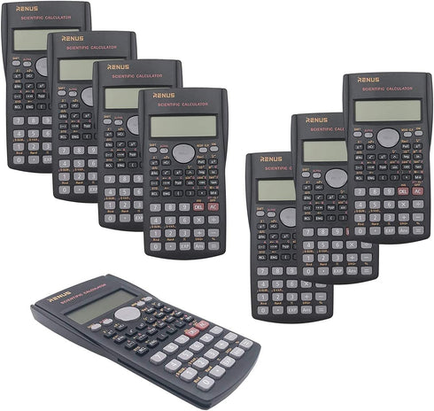 RENUS 8 Packs 2-Line Engineering Scientific Calculator for Students and Teachers, 16 AAA Batteries Included