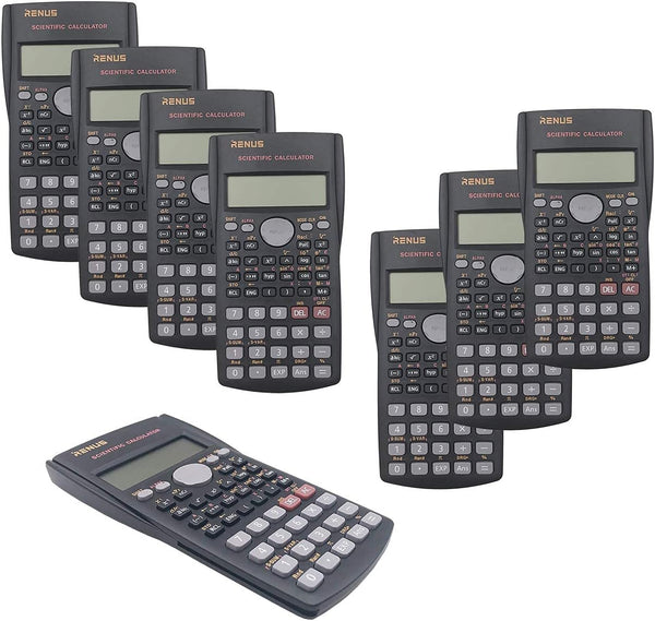 RENUS 8 Packs 2-Line Engineering Scientific Calculator for Students and Teachers, 16 AAA Batteries Included